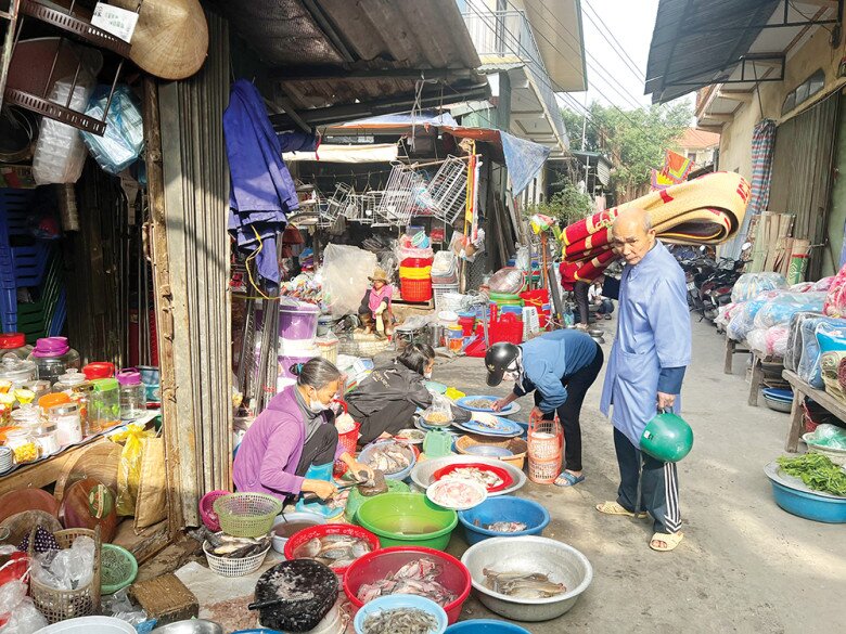 A vibrant market scene with colorful goods and a diverse range of products