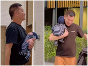 Yêu con - Từ kinh nghiệm có 2 con gái lớn với Hồng Đào, Quang Minh U70 chăm con trai cực khéo: Bế bé bằng 1 tay, 1 tháng đã vác trên vai