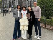 Yêu con - Vợ chồng Bình Minh - Anh Thơ đưa con du lịch xuyên Tết, chiều cao 2 ái nữ nổi bật ở phố đi bộ Hà Nội