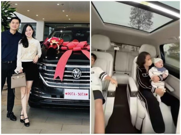 Con trai Ly Kute bóc tem xế hộp mui trần cao cấp hơn 2 tỷ đồng do bố mẹ tặng, ngồi trong xe ra dáng sếp lớn