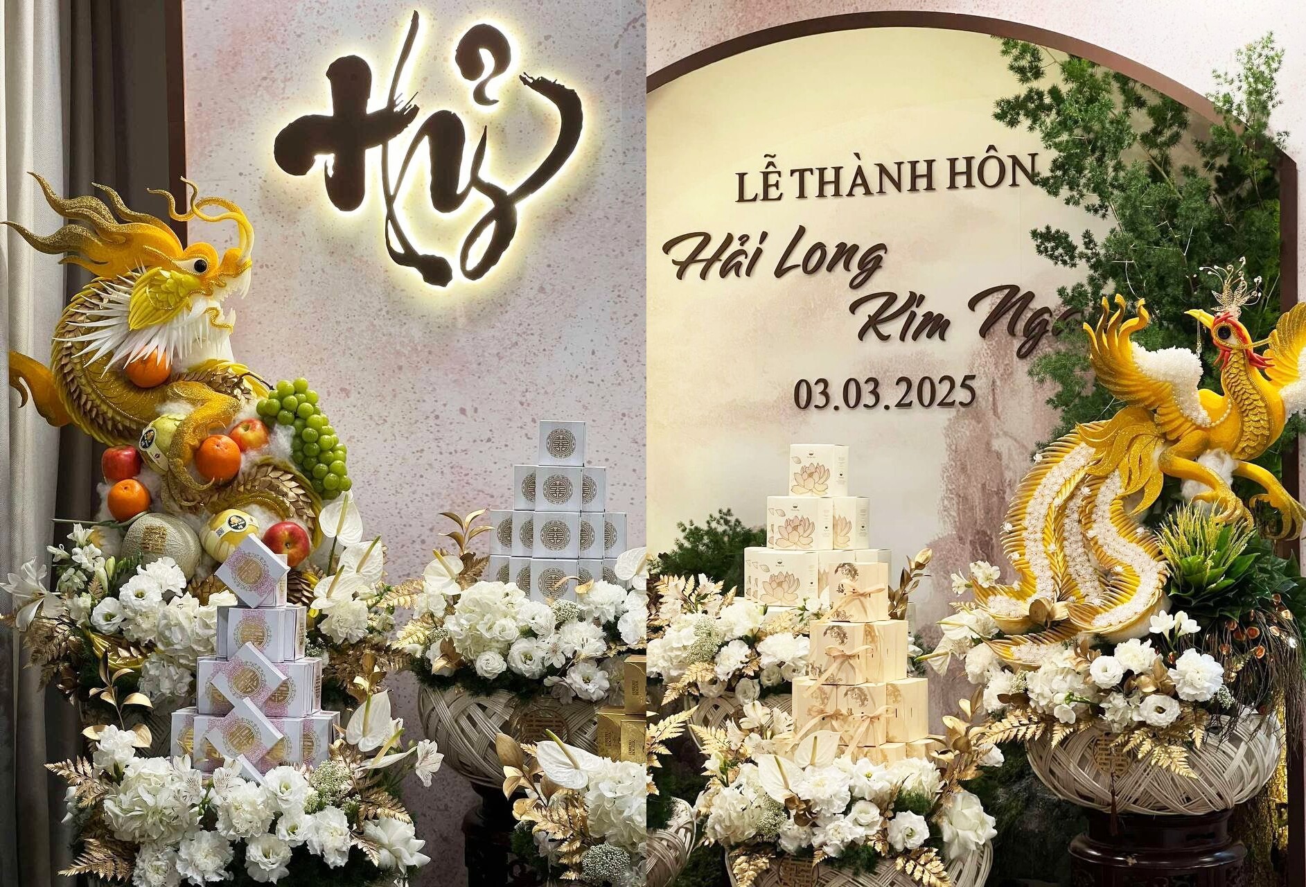 Doanh nhân Hải Long chụp ảnh check-in trước giờ G, cho biết đã chuẩn bị 9 tráp sính lễ.