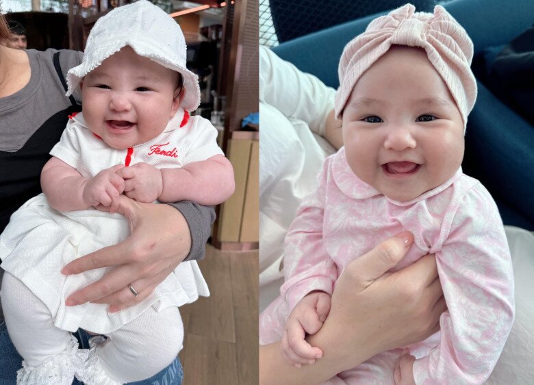 Gia Linh là cô bé hay cười. Mỗi khi chụp ảnh cùng bố mẹ, cô bé đều phối hợp ăn ý.
