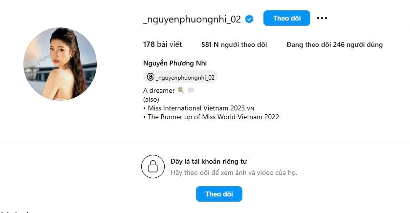 Nàng hậu chuyển tài khoản mạng xã hội về chế độ riêng tư.
