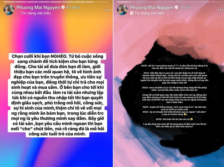 Phương Mai cho rằng chồng cô lợi dụng vợ để đạt đến thành công.