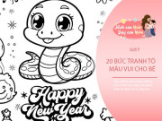 Nuôi con IQ EQ - Gợi ý cho bé 20 bức tranh tô màu HAPPY NEW YEAR ý nghĩa