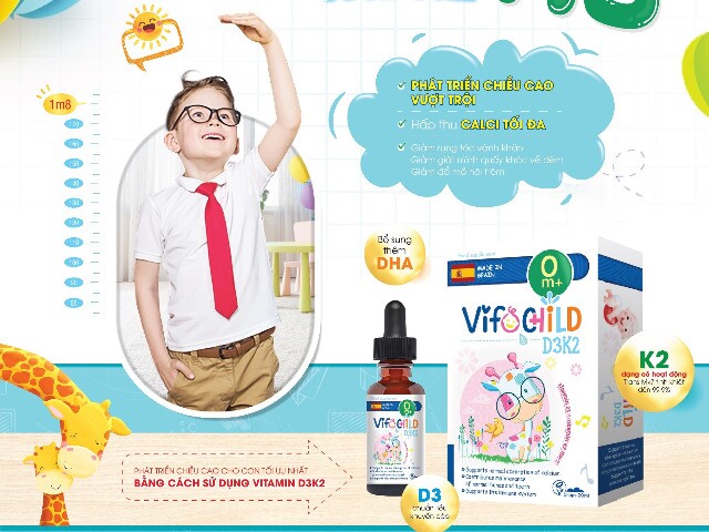 Phát triển chiều cao cho con tối ưu bằng cách sử dụng vitamin D3K2