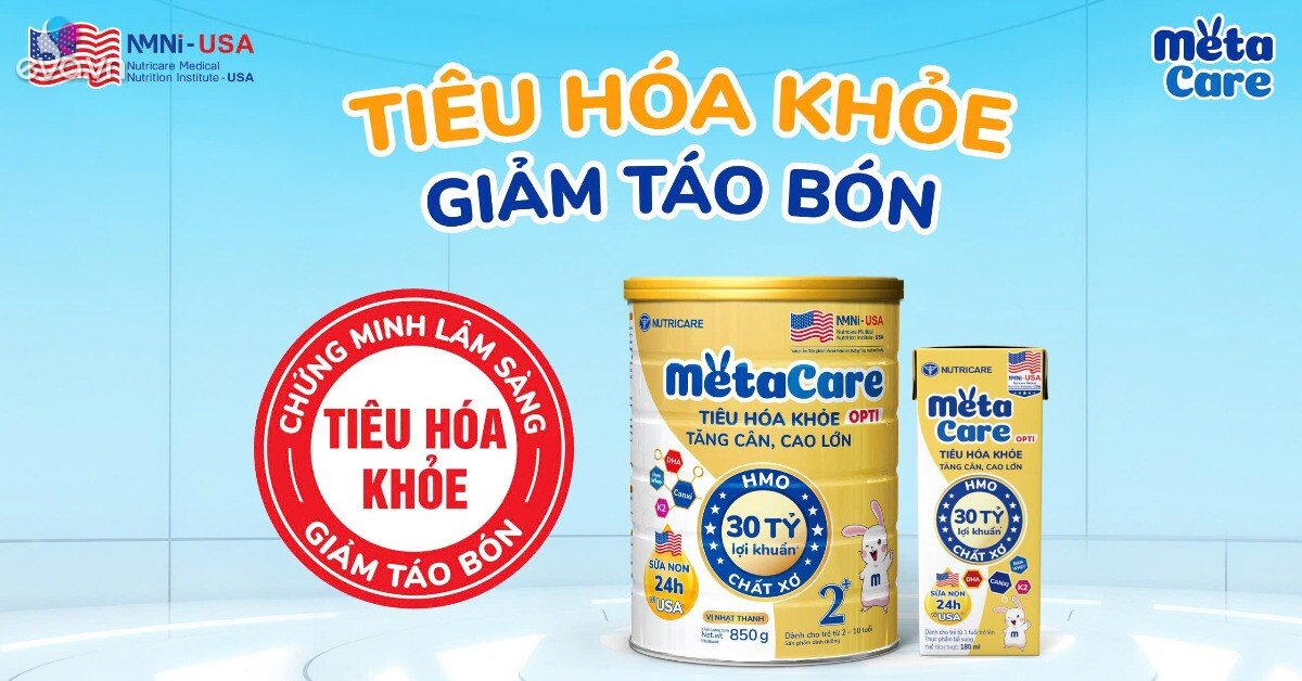 Sữa mát Metacare Opti được chứng minh lâm sàng giúp tiêu hóa khỏe, giảm táo bón