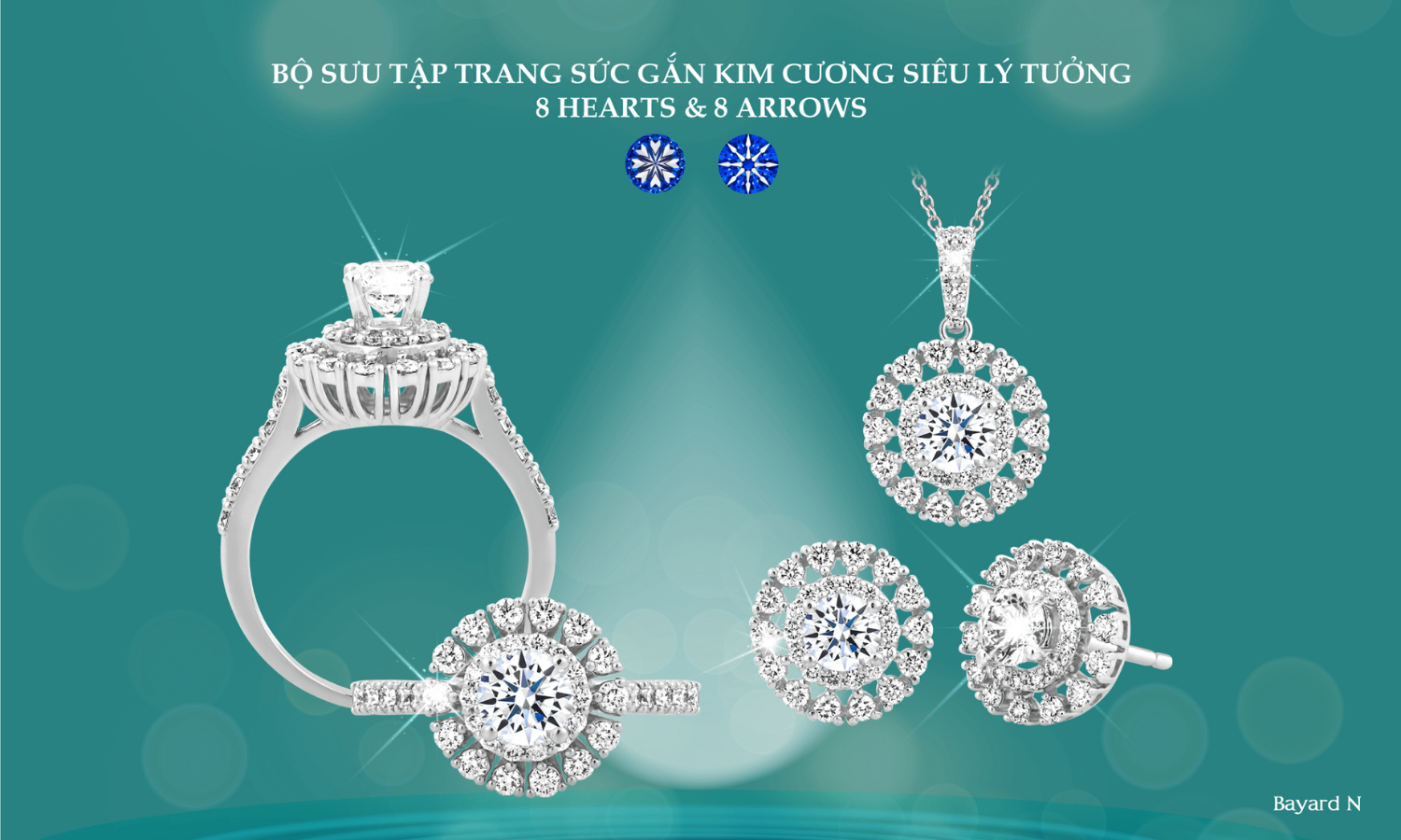Hiệu ứng 8 trái tim và 8 mũi tên của kim cương giúp người đeo thu hút mọi ánh nhìn