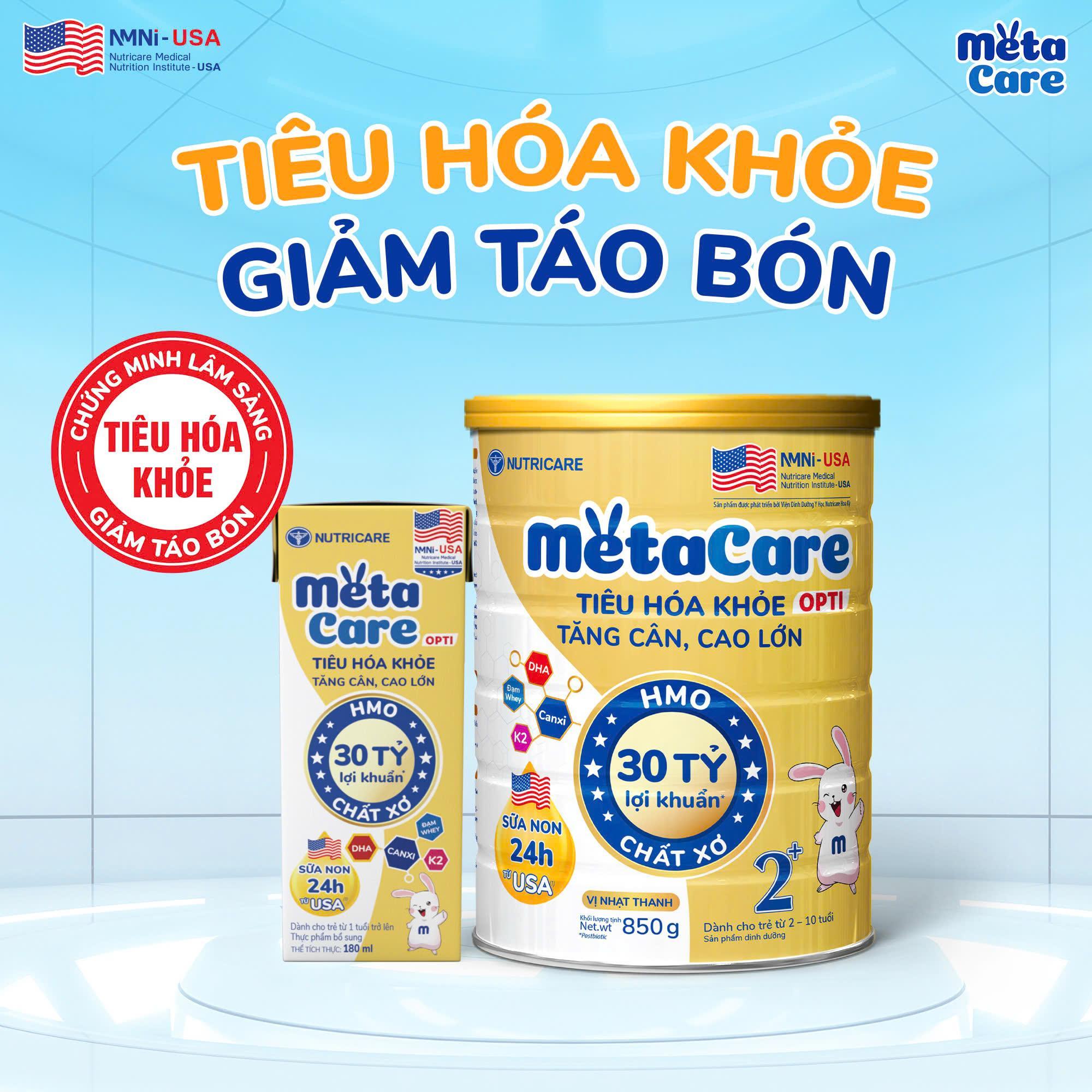 Metacare Opti Cool sữa được chứng minh lâm sàng để giúp hệ thống tiêu hóa mạnh mẽ, giảm táo bón.