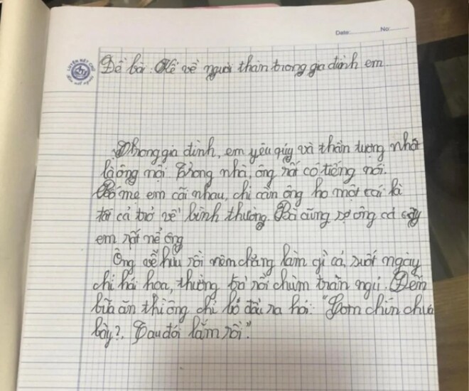 Bé tiểu học viết văn tả ông nội, tiết lộ công việc hàng ngày của ông khiến cõi mạng cười xỉu - 1