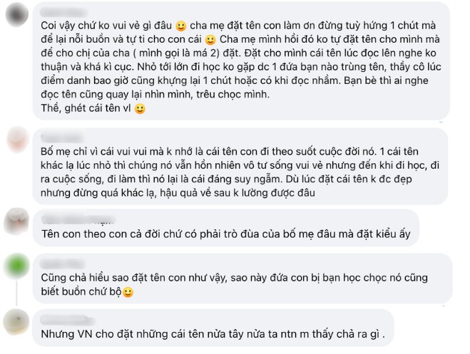 Cộng đồng mạng tranh cãi cách đặt tên con của các bố mẹ.