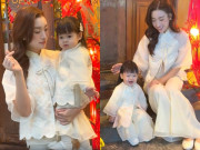 Yêu con - Cháu gái Bầu Hiển xúng xính áo dài Tết cùng mẹ Hoa hậu, Đỗ Mỹ Linh “lu mờ” trước loạt biểu cảm xinh như nàng thơ của ái nữ