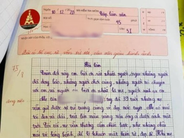 Bé lớp 5 viết văn tả mẹ đạt điểm gần tuyệt đối, đọc đến cuối ai cũng rưng rưng