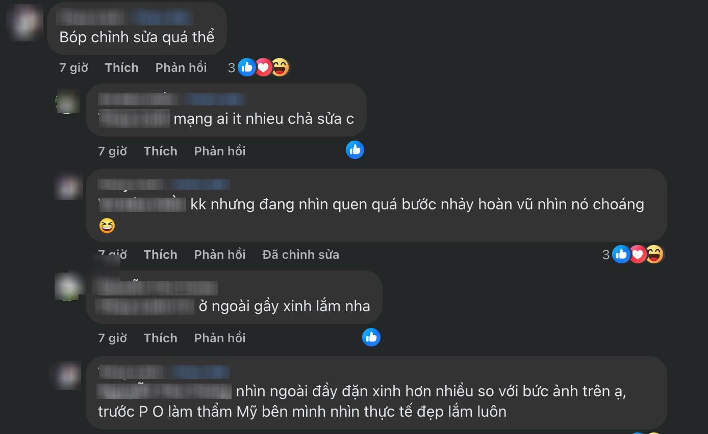 Bình luận đáng chú ý như: Bóp chỉnh sửa quá thế! đã gây xôn xao mạng xã hội không ít. Dù vậy, bên cạnh những ý kiến hoài nghi, không ít fan hâm mộ và đồng nghiệp đã lên tiếng bênh vực, cho rằng vẻ đẹp của Phương Oanh ngoài đời thực còn cuốn hút hơn trên ảnh.