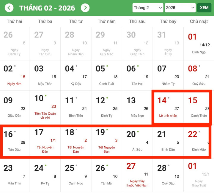 Nghỉ Tết Nguyên đán Bính Ngọ kéo dài 9 ngày liên tục.