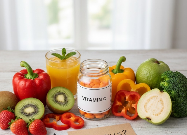 Vitamin C giúp cơ thể hấp thụ sắt và tăng cường sức khỏe miễn dịch.