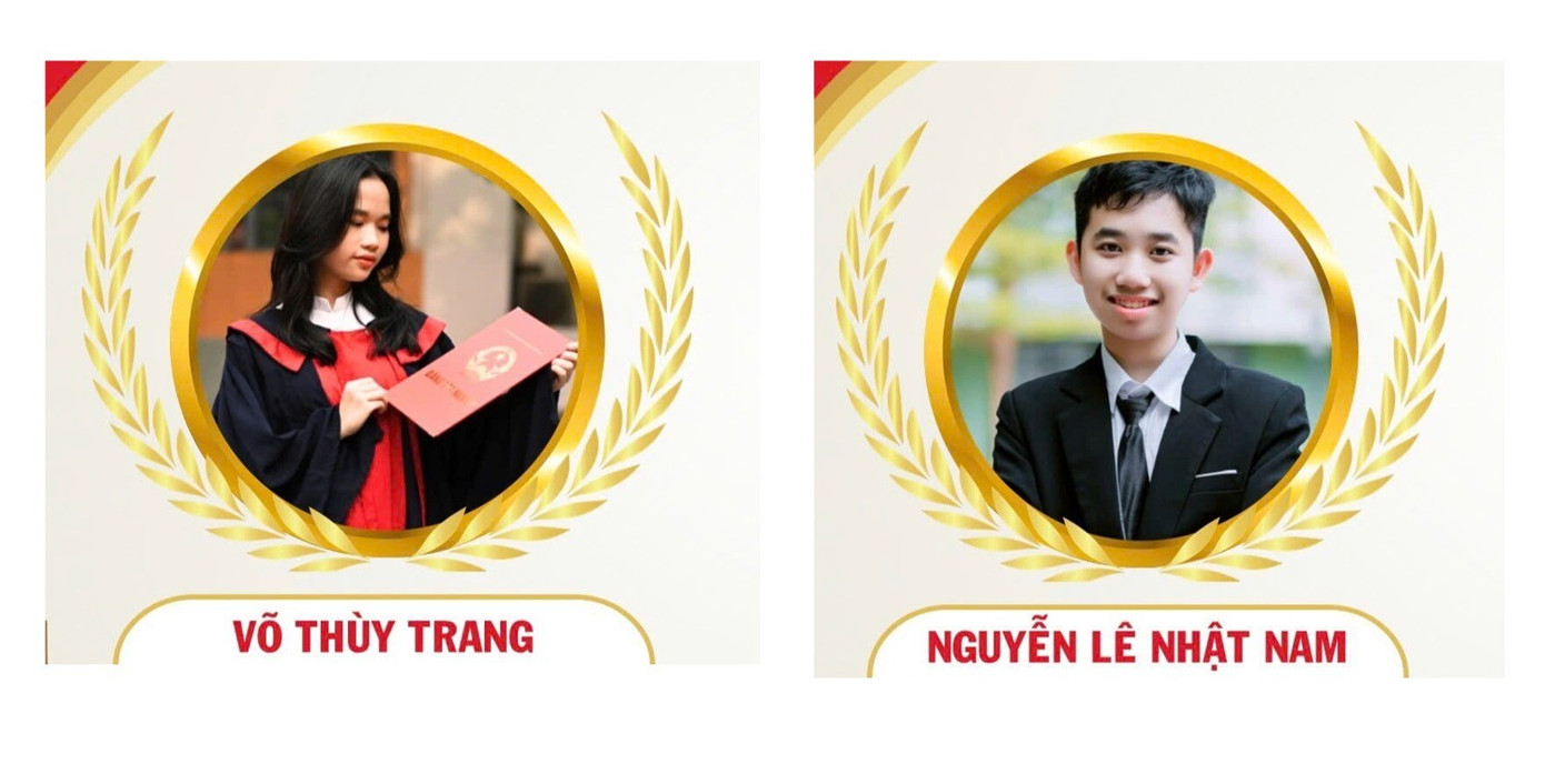 Võ Thùy Trang và Nguyễn Lê Nhật Nam - hai thủ khoa tại kỳ thi lần này đều đến từ trường THPT chuyên Đại học Sư phạm Hà Nội. Nguồn: Trường THPT chuyên ĐH Sư phạm Hà Nội