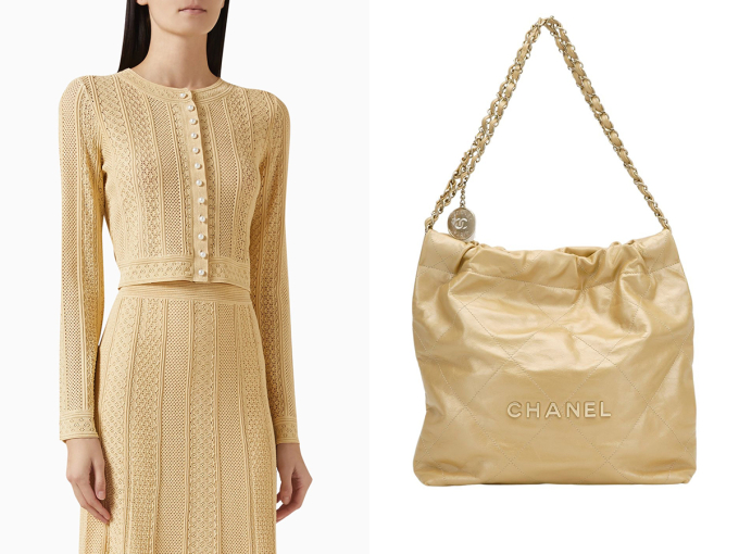 Set đồ tông vàng gold của Đỗ Mỹ Linh.