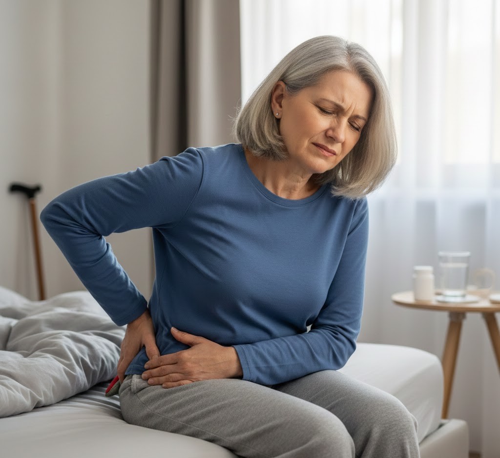 Sau tuổi 55, khớp hông dễ suy yếu do lão hóa và ít vận động.