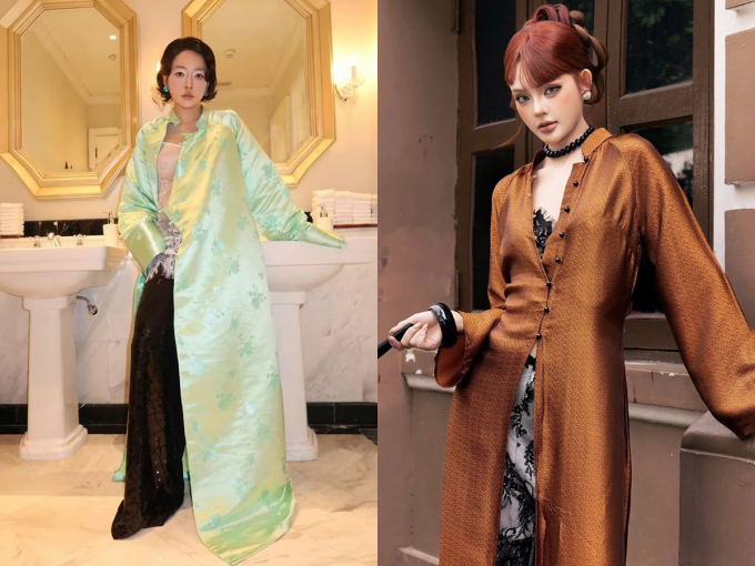 Nhiều thiết kế áo dài phối ren được các local brand ra mắt thời gian qua.