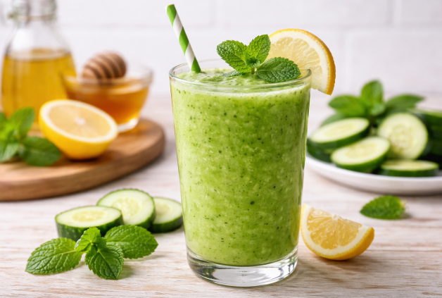 Nước uống giải độc dưa chuột bạc h&agrave; gi&uacute;p l&agrave;m m&aacute;t cơ thể, hỗ trợ ti&ecirc;u h&oacute;a v&agrave; tạo cảm gi&aacute;c dễ chịu v&agrave;o đầu tuần.