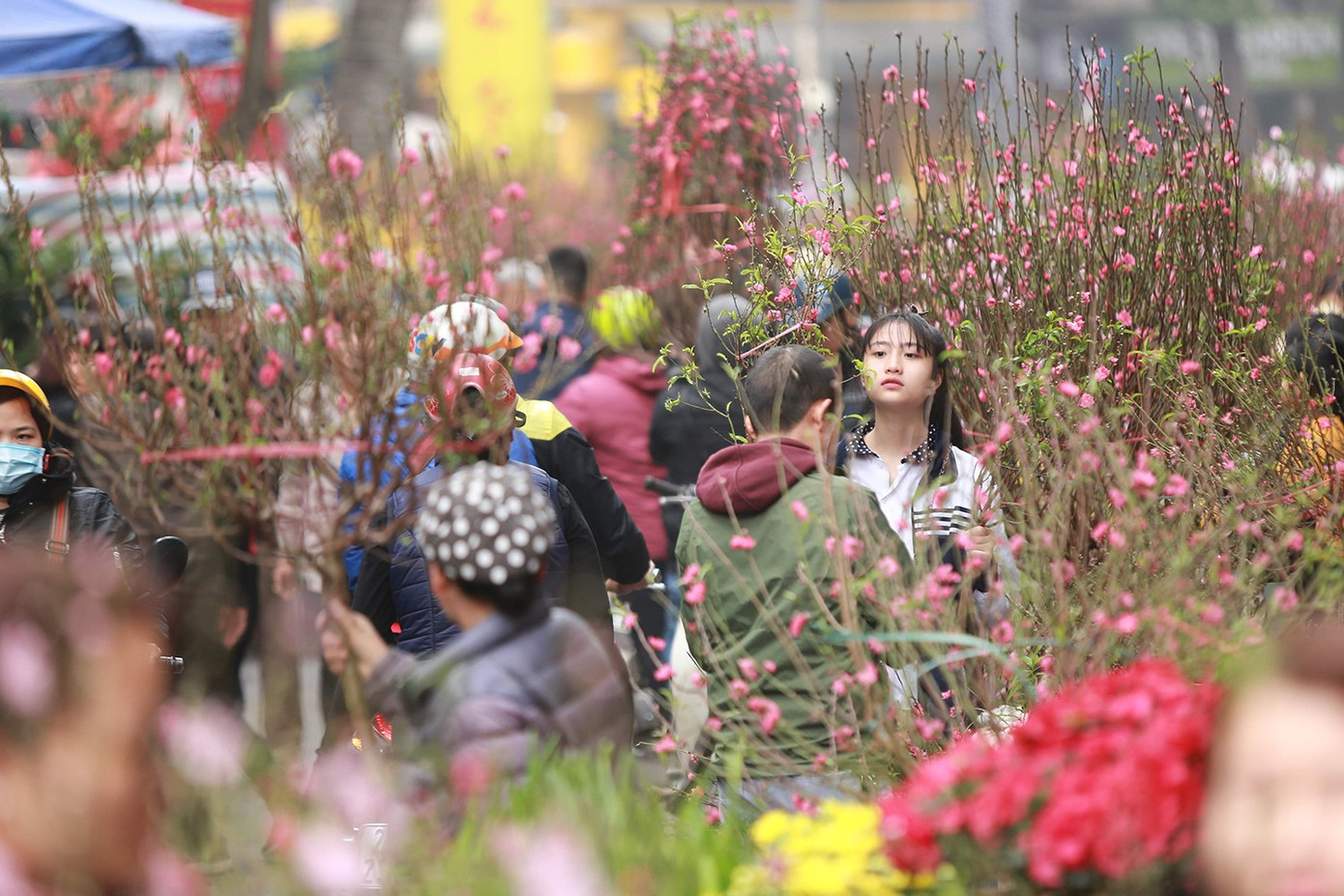 Sự nhộn nhịp mua bán hòa quyện cùng nét rêu phong tạo nên bức tranh Tết đặc trưng, không thể trộn lẫn của phố cổ Hà Nội.