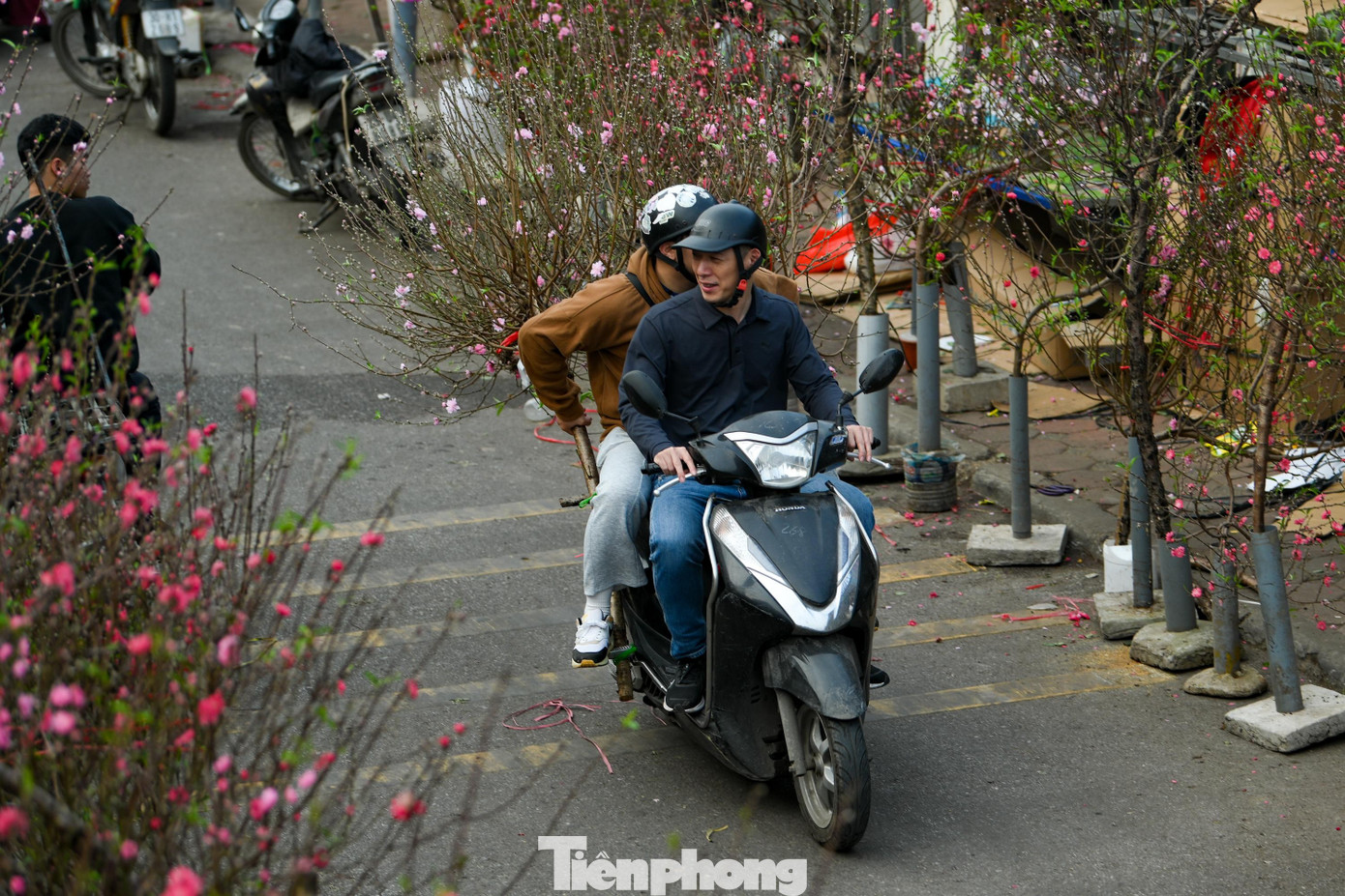 Anh Nam (ở Tây Hồ) chia sẻ thêm: “Hoa năm nay nở sớm nên cũng lo không giữ được lâu. Tôi chọn cành còn nhiều nụ để chơi được qua mùng 3-4”.