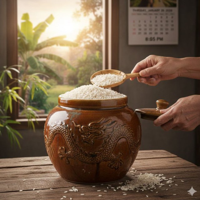 Gia chủ nên chọn những hũ gạo có chất liệu bằng sứ, sành thuộc hành Thổ sẽ giúp bạn thăng tiến trong con đường sự nghiệp, mang lại nhiều sự may mắn. Ảnh minh họa: TL