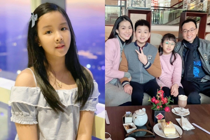 Con gái Thùy Lâm khi còn nhỏ (trái), và hình ảnh tổ ấm nhỏ của hoa hậu.