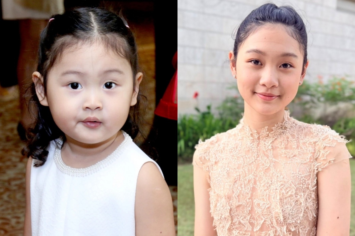 Gương mặt Tiểu Panda lúc ba tuổi (trái) và hiện tại.