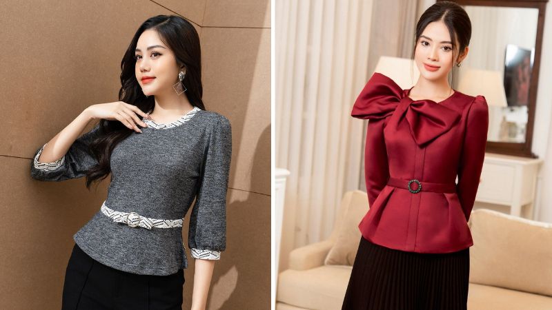 Kiểu áo peplum giúp che giấu vùng bụng.