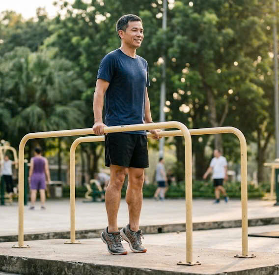 Nâng gót chân là bài tập nền tảng giúp tăng cường cơ bắp chân, đồng thời cải thiện khả năng kiểm soát khớp cổ chân và vòm bàn chân.