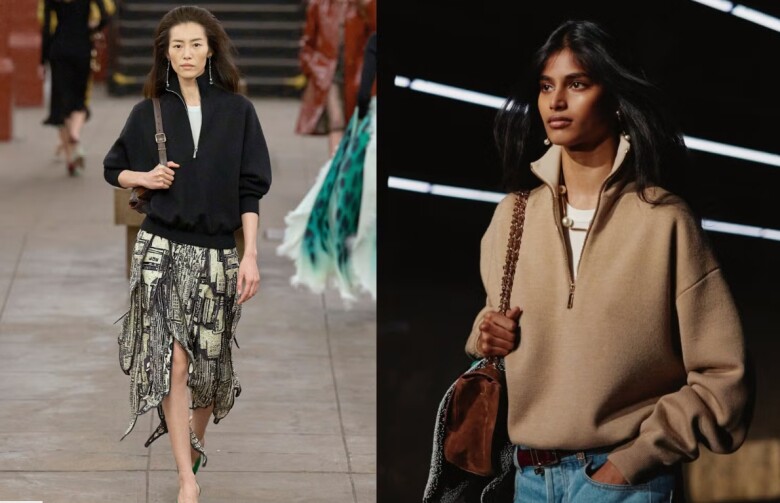 Áo len cổ khóa kéo trông thời thượng và phù hợp với phong cách giàu ngầm được nhiều người yêu thích.