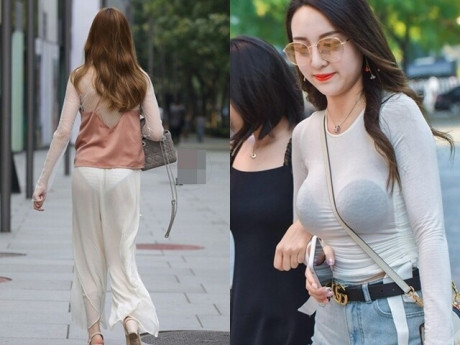Thời trang - Mặc đồ trắng mỏng tang như giấy ra phố, chị em lộ "phụ tùng" khiến người xung quanh ngượng chín mặt