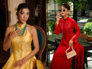 Thời trang - Ngọc Quyên sắm hàng chục bộ áo dài diện Tết