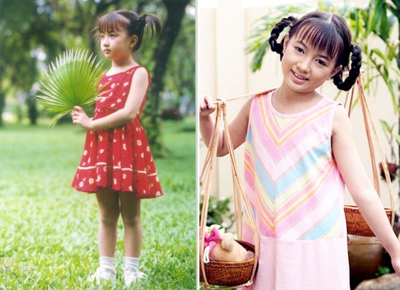 Bé Xuân Nghi thuở nhỏ đáng yêu với mái tóc tết đã ghi đậm dấu ấn trong tiềm thức của nhiều người.