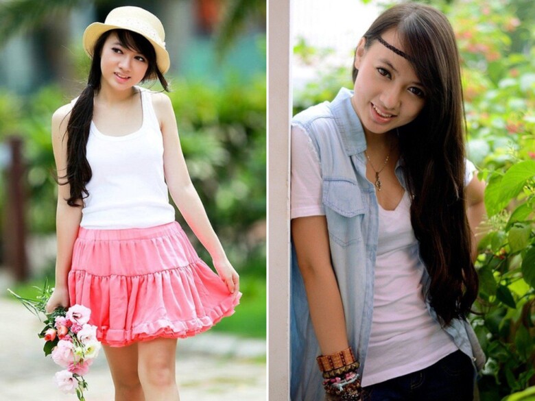 Xuân Nghi ở tuổi dậy thì trông nữ tính hơn và gây ấn tượng với đôi mắt to tròn.