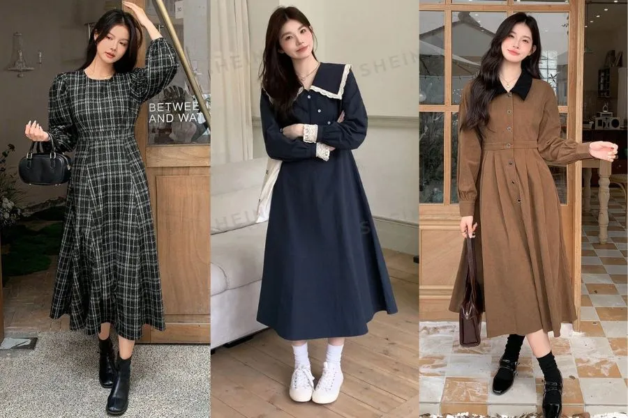 Trong khi đó, váy liền chữ A xòe nhẹ từ eo xuống giúp che hông, đùi, mang lại cảm giác cân đối, trẻ trung và dễ mặc trong nhiều hoàn cảnh.