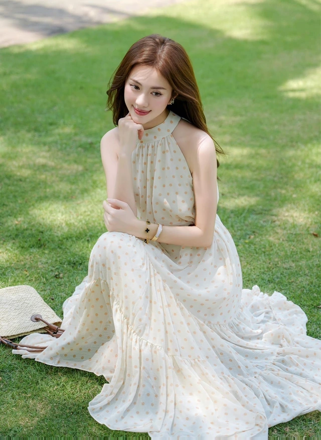 Váy maxi họa tiết hoa là items thời trang tuyệt vời khi đi du lịch của phái đẹp. Thiết kế hở lưng hay cổ yếm khoe vai trần thích hợp cho những chuyến đi biển đầy nắng và gió.