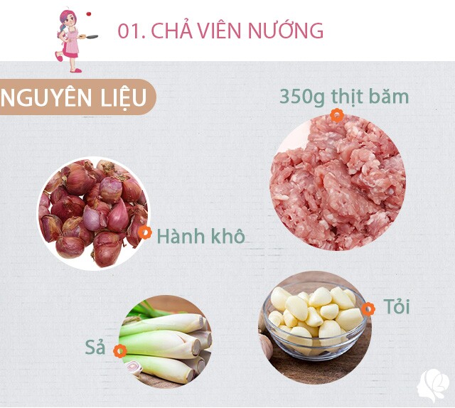 Chuẩn bị: 350g thịt băm, 4 củ sả băm, 5 tép tỏi băm, 1 củ hành khô băm, xíu đường, xíu mắm.