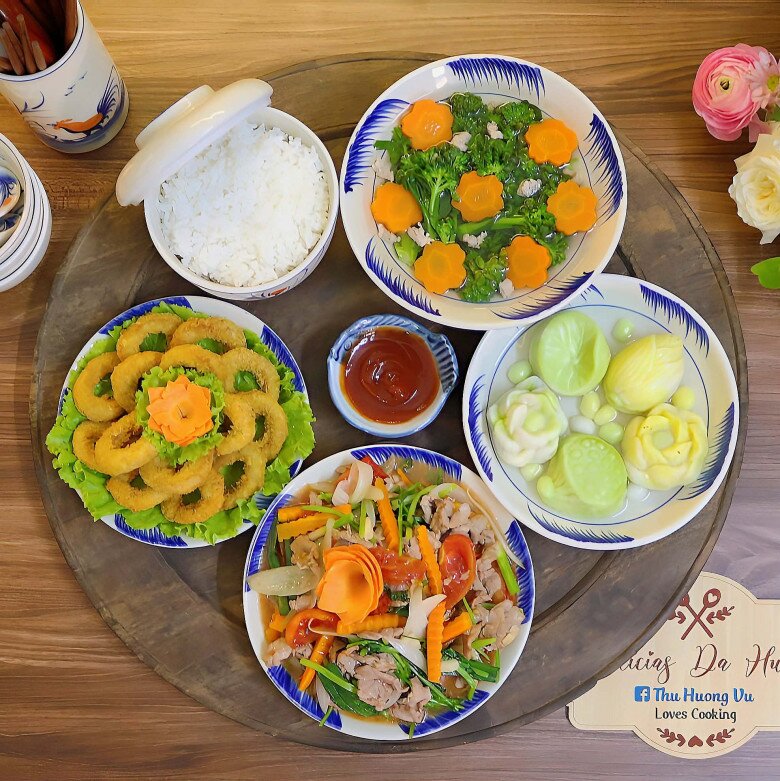 Cơm tối ngon miệng, hấp dẫn cho gia đình.