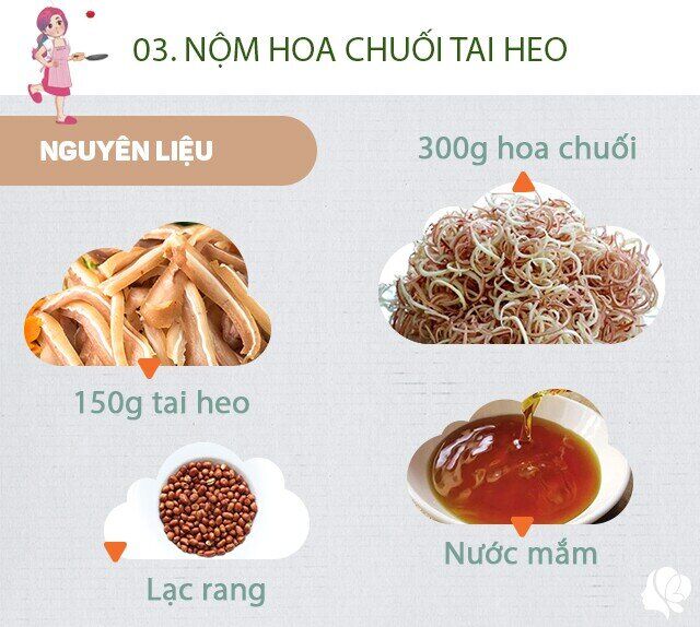Chuẩn bị: 300g hoa chuối đã thái sẵn và rửa sạch, 150g tai heo luộc thái sẵn, 60g lạc rang, nước mắm, đường, chanh, tỏi, ớt, rau thơm, giấm.