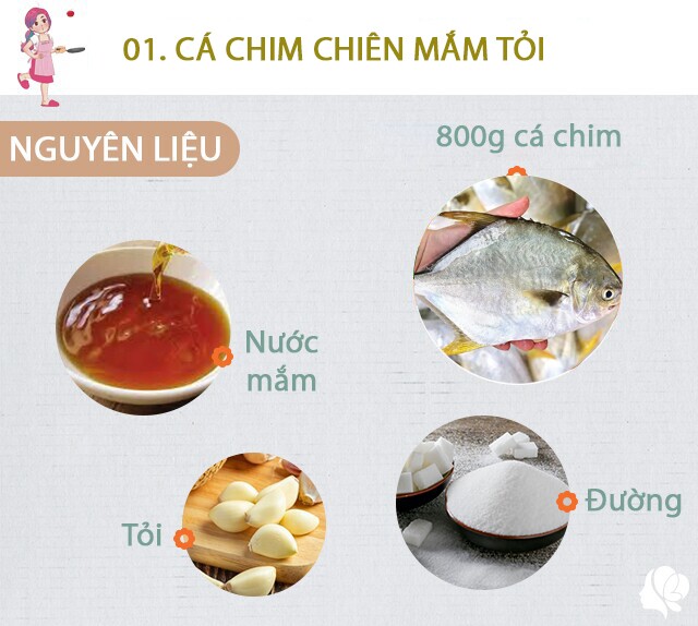 Chuẩn bị: 1 con cá chim (800g), nước mắm, đường, tỏi, dầu ăn, ớt sừng băm nhỏ.