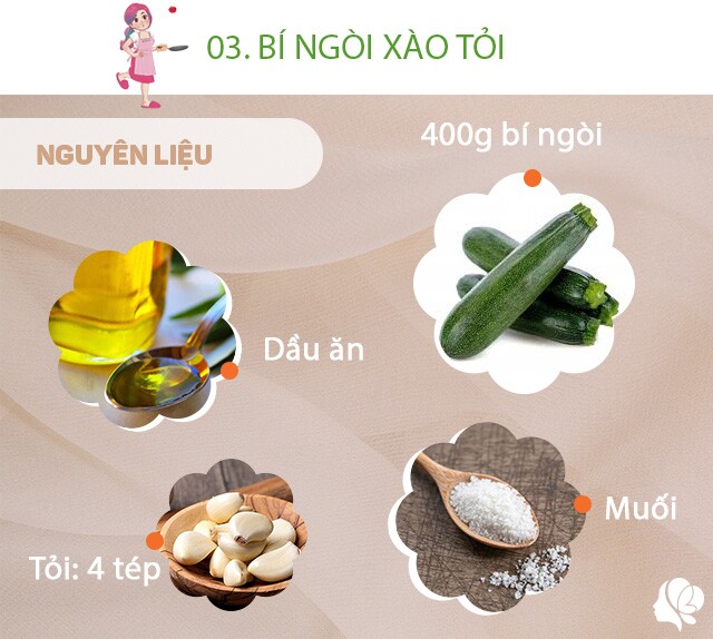 Chuẩn bị: 400g bí ngòi, dầu ăn, muối, tỏi, hành lá.