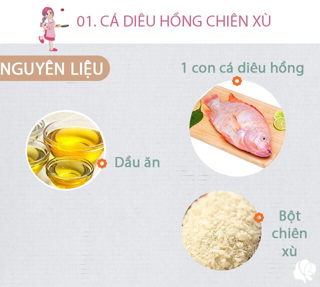 Chuẩn bị: 1 con cá diêu hồng (1kg), dầu ăn, bột chiên xù.