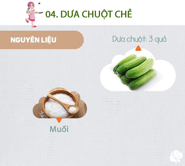 Chuẩn bị: 3 quả dưa chuột, muối.
