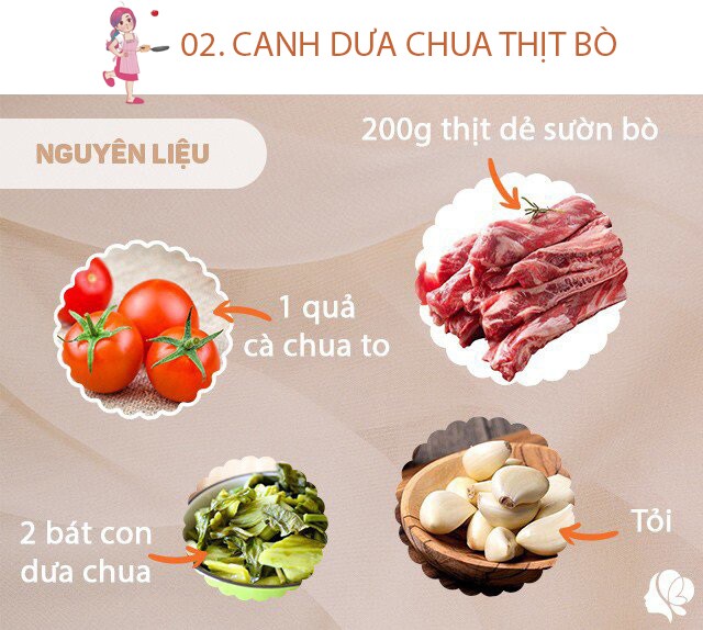 Nguyên liệu: 200g thịt dẻ sườn bò - 2 bát ăn cơm dưa chua - Cà chua: 1 quả to - Gia vị: Tỏi, gừng, muối...