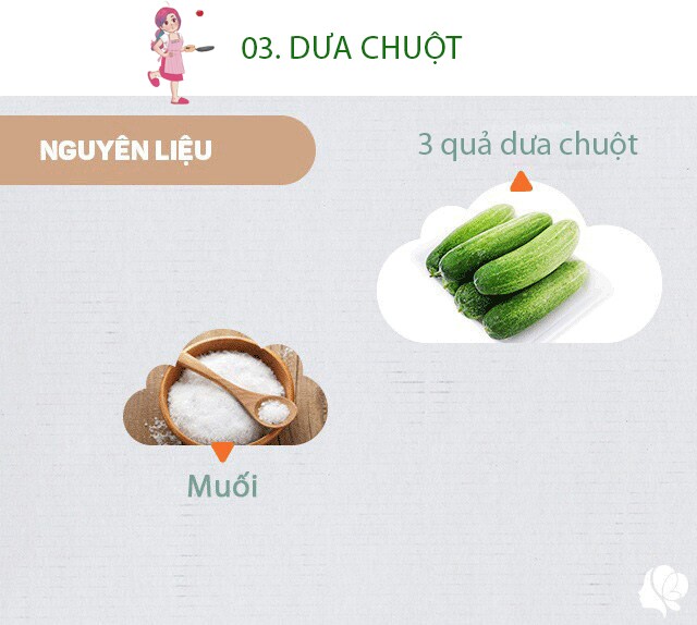 Chuẩn bị: 3 quả dưa chuột, muối.