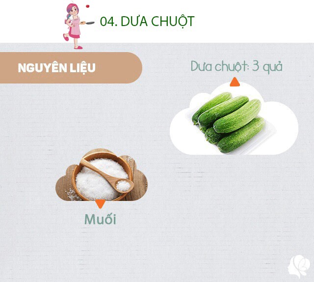 Chuẩn bị: 400g dưa chuột, muối.