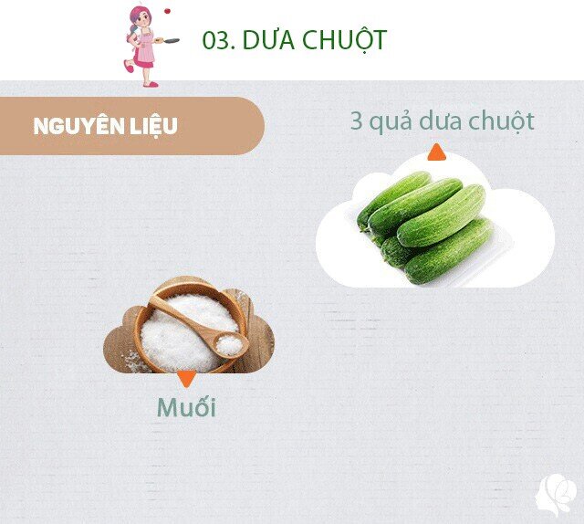 Chuẩn bị: 3 quả dưa chuột, muối.